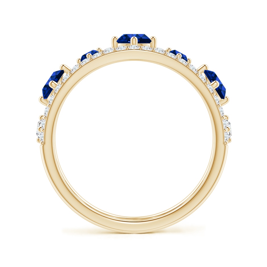 3.8mm AAAA Art Deco Inspired Graduated Sapphire and Diamond Ring in Yellow Gold side 1