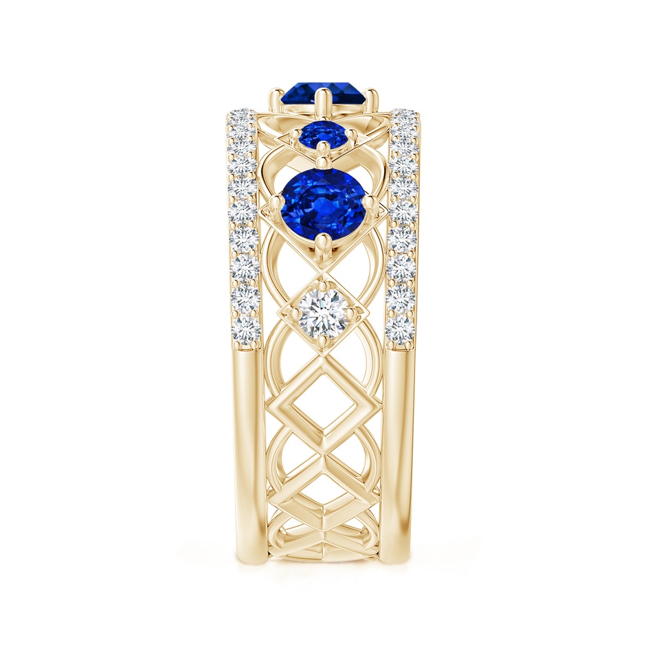 3.8mm AAAA Art Deco Inspired Graduated Sapphire and Diamond Ring in Yellow Gold side 2