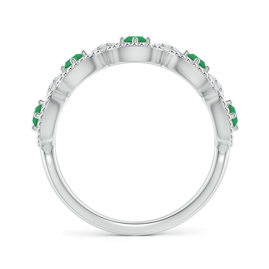 2.4mm A Art Deco Style Emerald Scalloped Anniversary Ring in P950 Platinum side 1