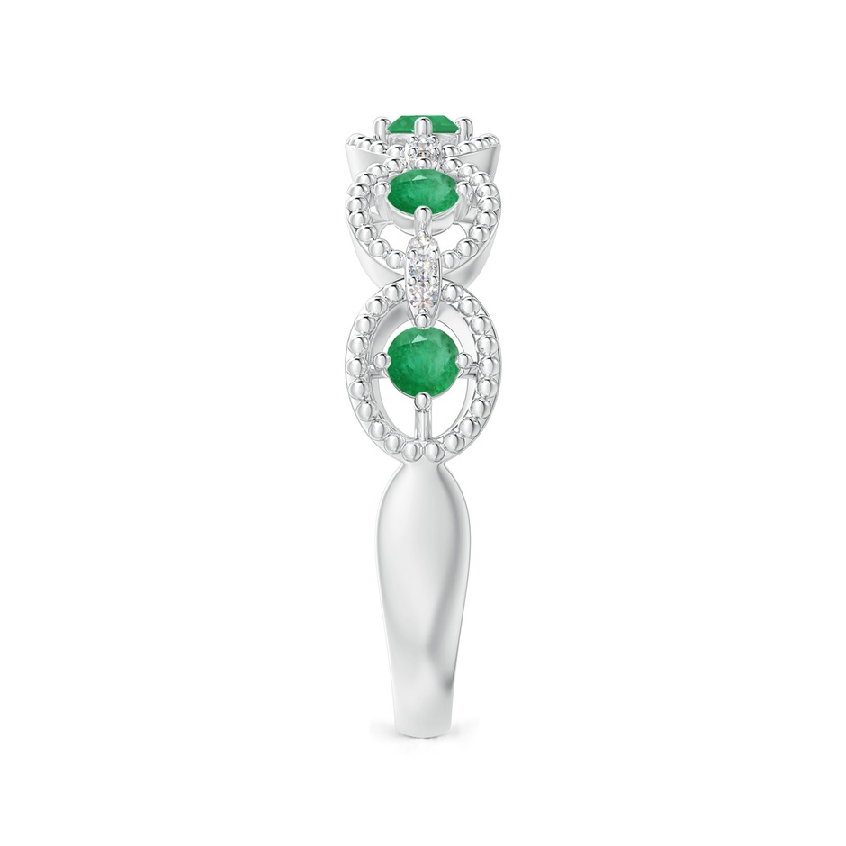2.4mm A Art Deco Style Emerald Scalloped Anniversary Ring in P950 Platinum side 2