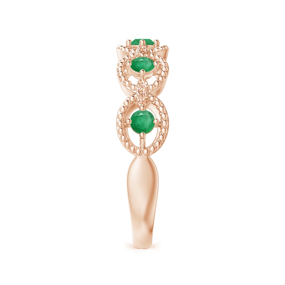 2.4mm A Art Deco Style Emerald Scalloped Anniversary Ring in Rose Gold side 2