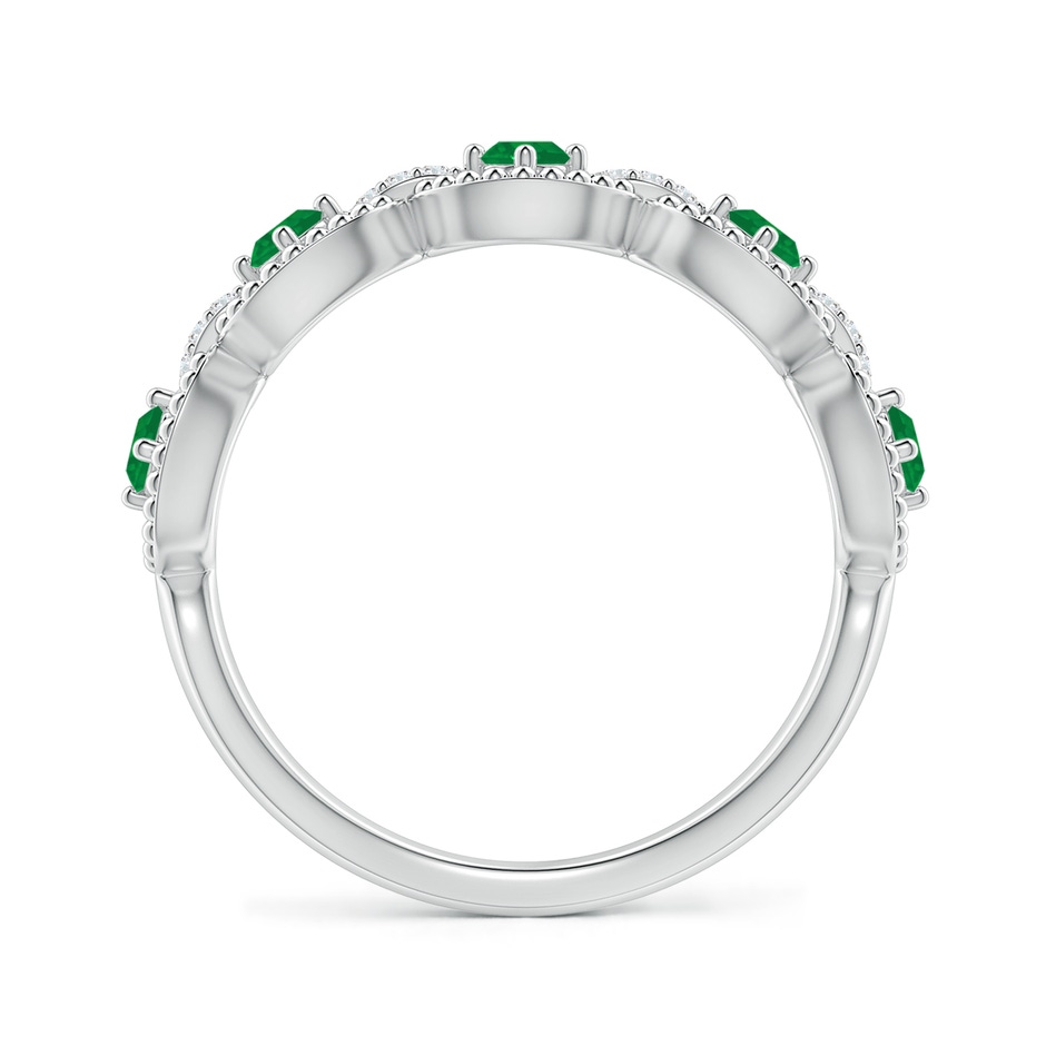 2.4mm AA Art Deco Style Emerald Scalloped Anniversary Ring in P950 Platinum side 1