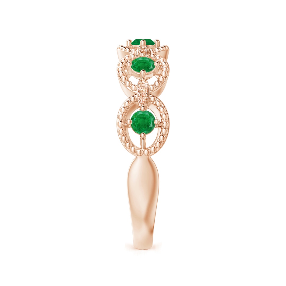 2.4mm AA Art Deco Style Emerald Scalloped Anniversary Ring in Rose Gold side 2