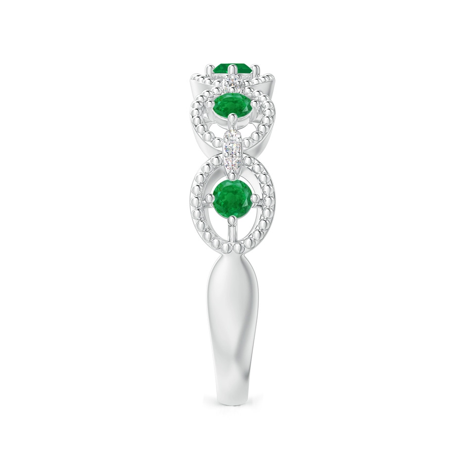 2.4mm AA Art Deco Style Emerald Scalloped Anniversary Ring in White Gold side 2
