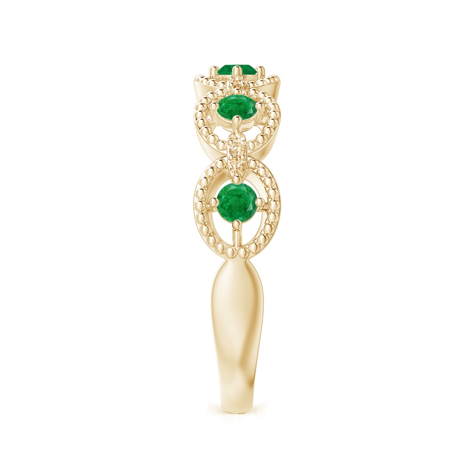 2.4mm AA Art Deco Style Emerald Scalloped Anniversary Ring in Yellow Gold side 2