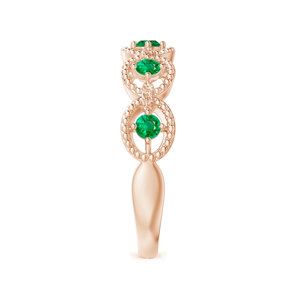 2.4mm AAA Art Deco Style Emerald Scalloped Anniversary Ring in Rose Gold side 2