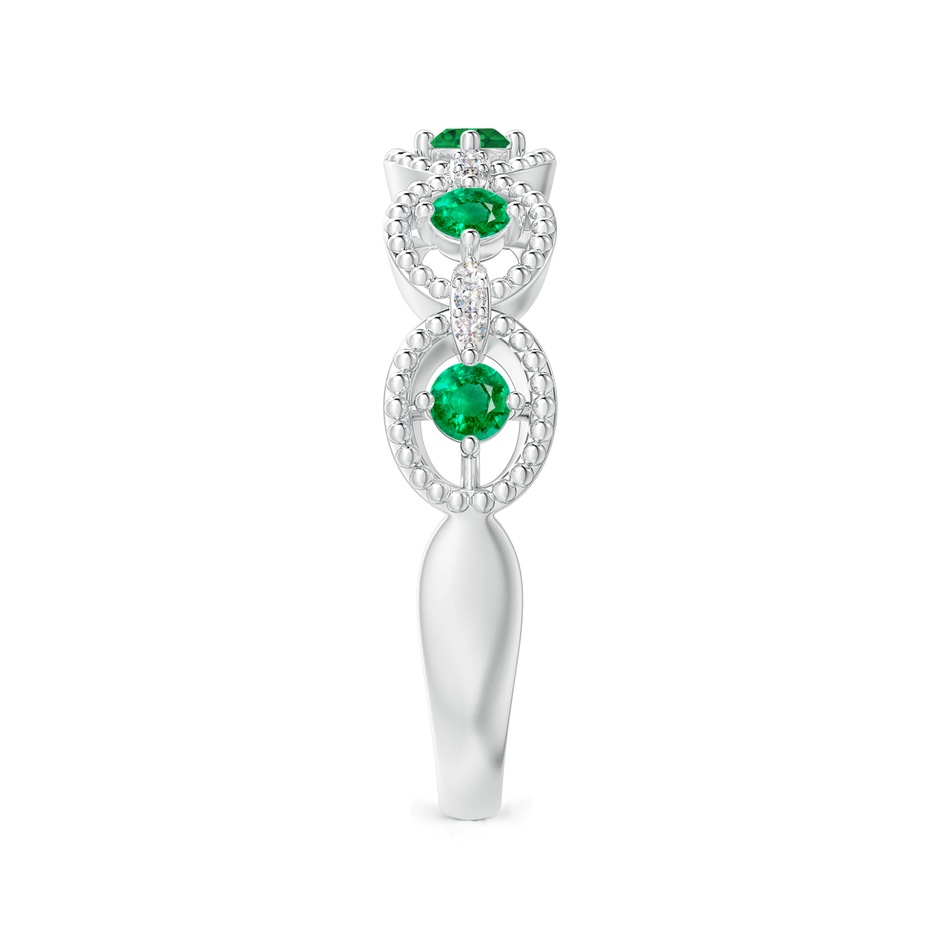 2.4mm AAA Art Deco Style Emerald Scalloped Anniversary Ring in White Gold side 2