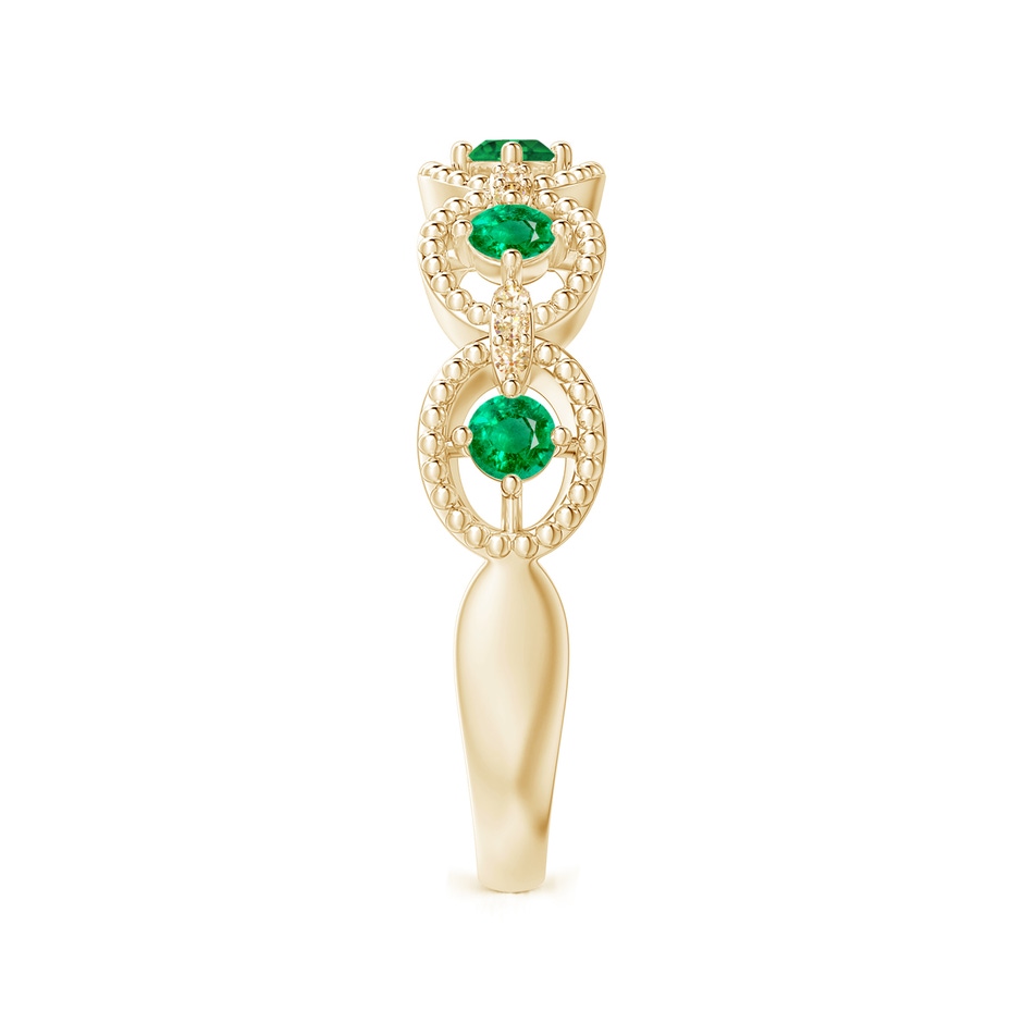 2.4mm AAA Art Deco Style Emerald Scalloped Anniversary Ring in Yellow Gold side 2