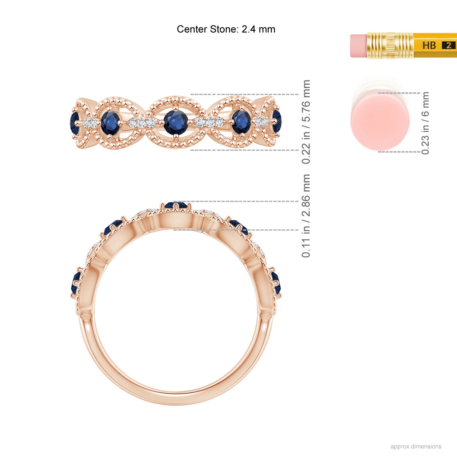 AA - Blue Sapphire / 0.39 CT / 14 KT Rose Gold