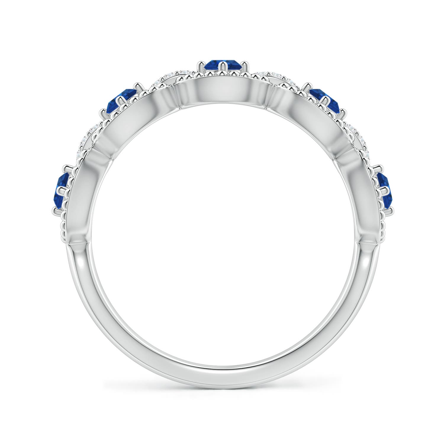 AAA - Blue Sapphire / 0.39 CT / 14 KT White Gold