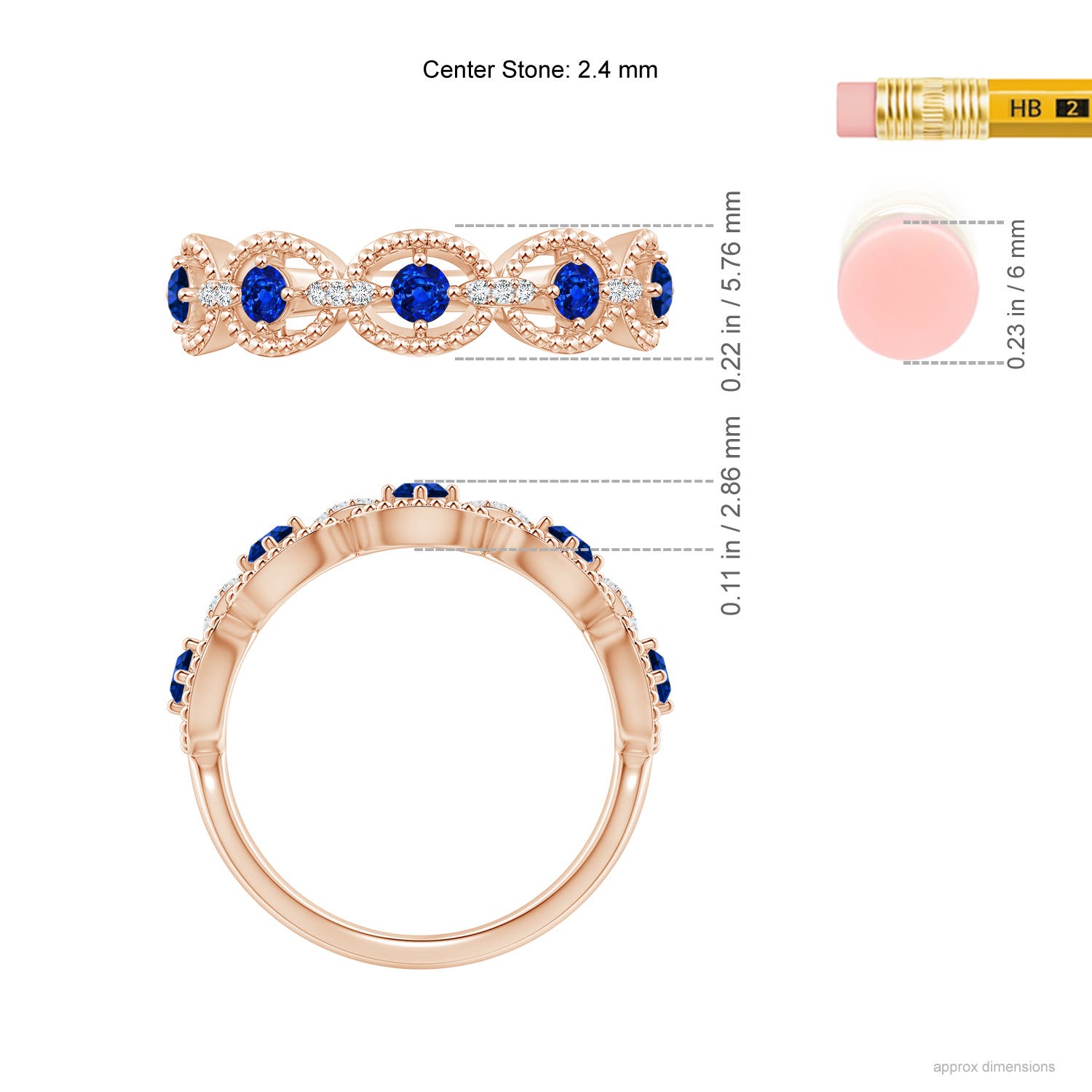 AAAA - Blue Sapphire / 0.39 CT / 14 KT Rose Gold