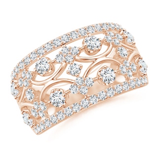 2.4mm GVS2 Art Deco Style Diamond Broad Anniversary Ring in Rose Gold