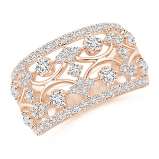 2.4mm HSI2 Art Deco Style Diamond Broad Anniversary Ring in Rose Gold