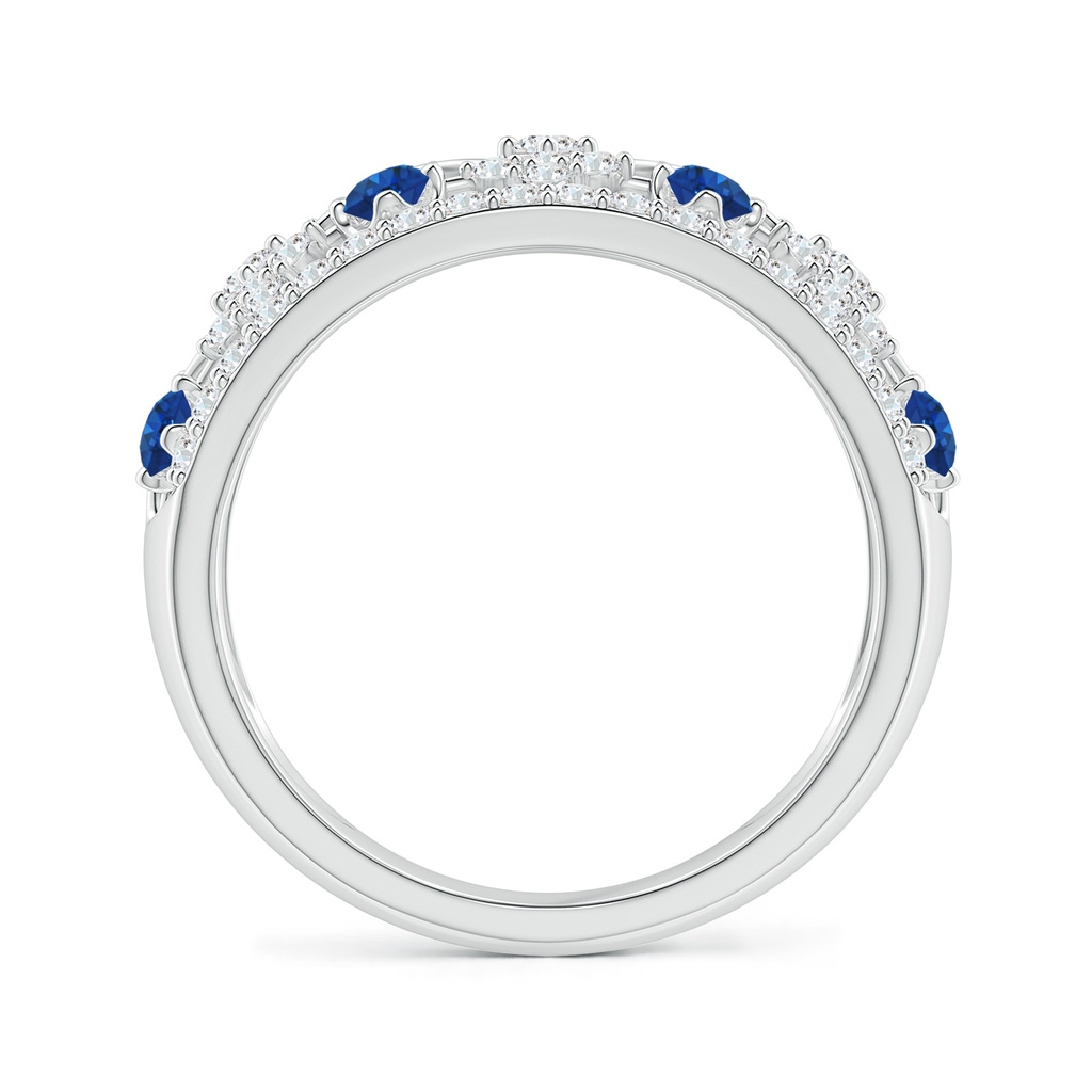 2.4mm AAA Art Deco Style Sapphire Broad Anniversary Ring in White Gold Side 1