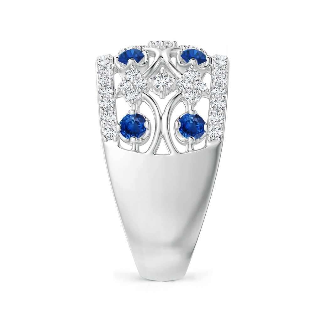 2.4mm AAA Art Deco Style Sapphire Broad Anniversary Ring in White Gold Side 2