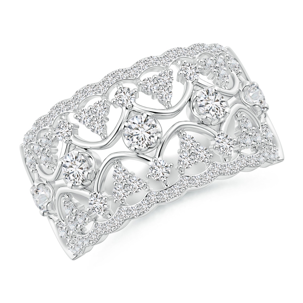 2.6mm HSI2 Art Deco Inspired Diamond Broad Filigree Anniversary Ring in White Gold