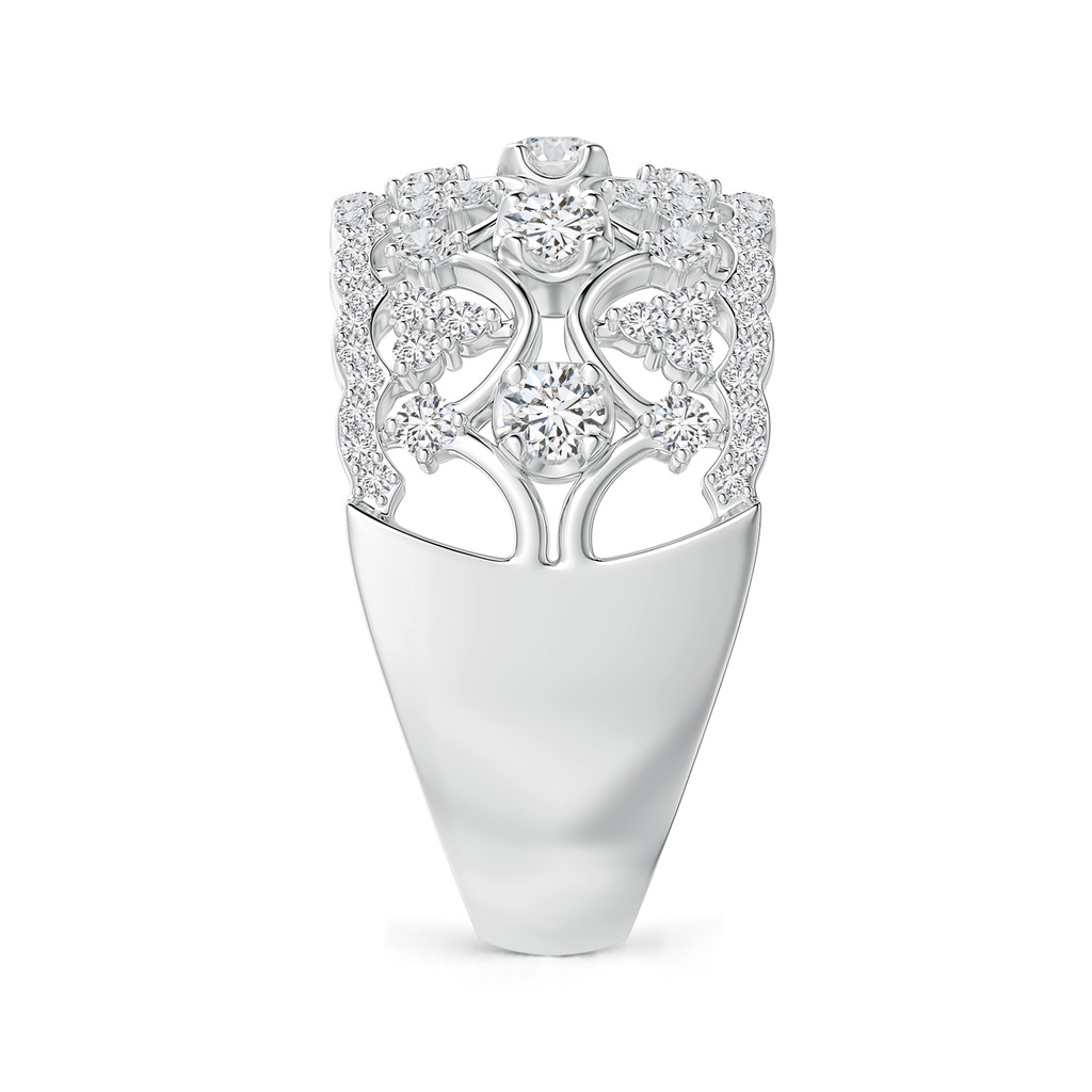 2.6mm HSI2 Art Deco Inspired Diamond Broad Filigree Anniversary Ring in White Gold Side 2
