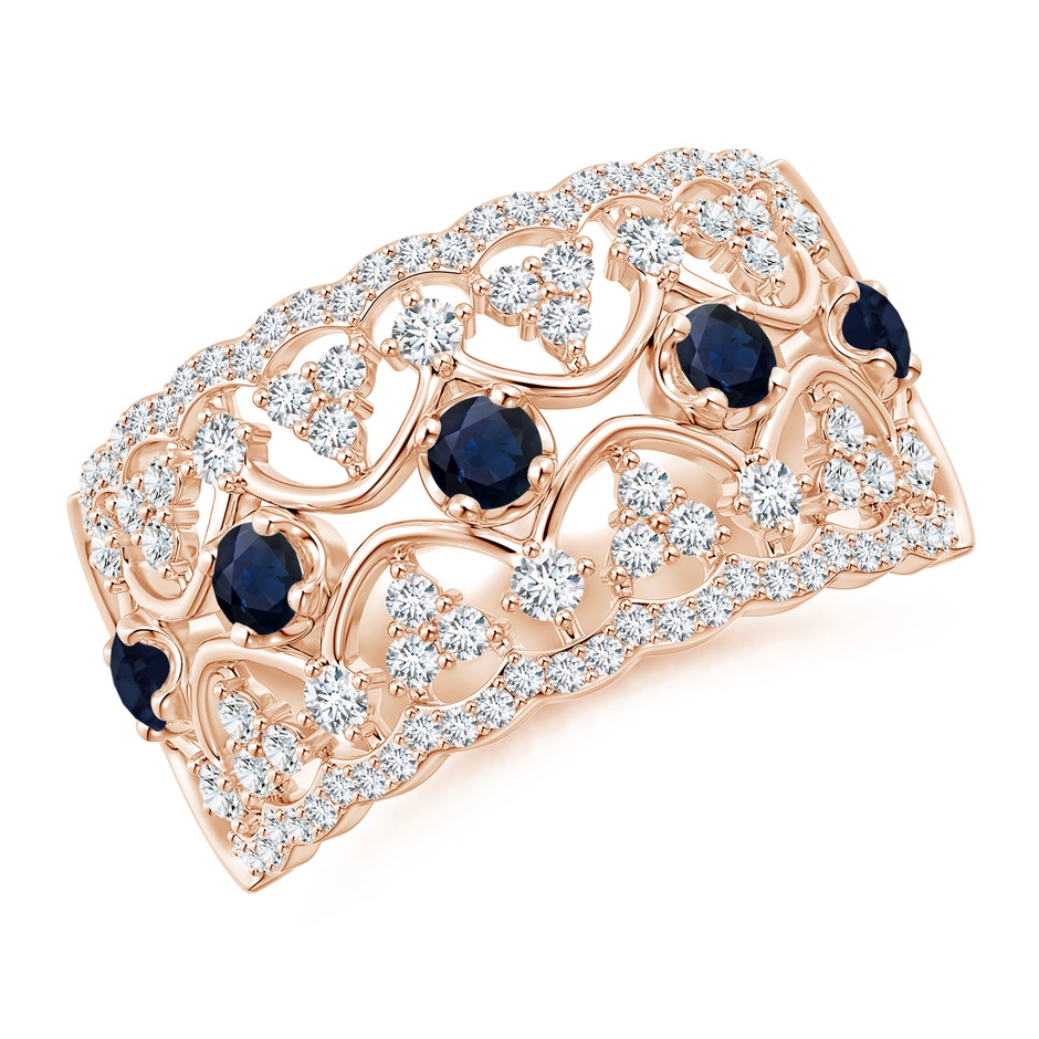 2.6mm A Art Deco Inspired Sapphire Broad Filigree Ring in Rose Gold 