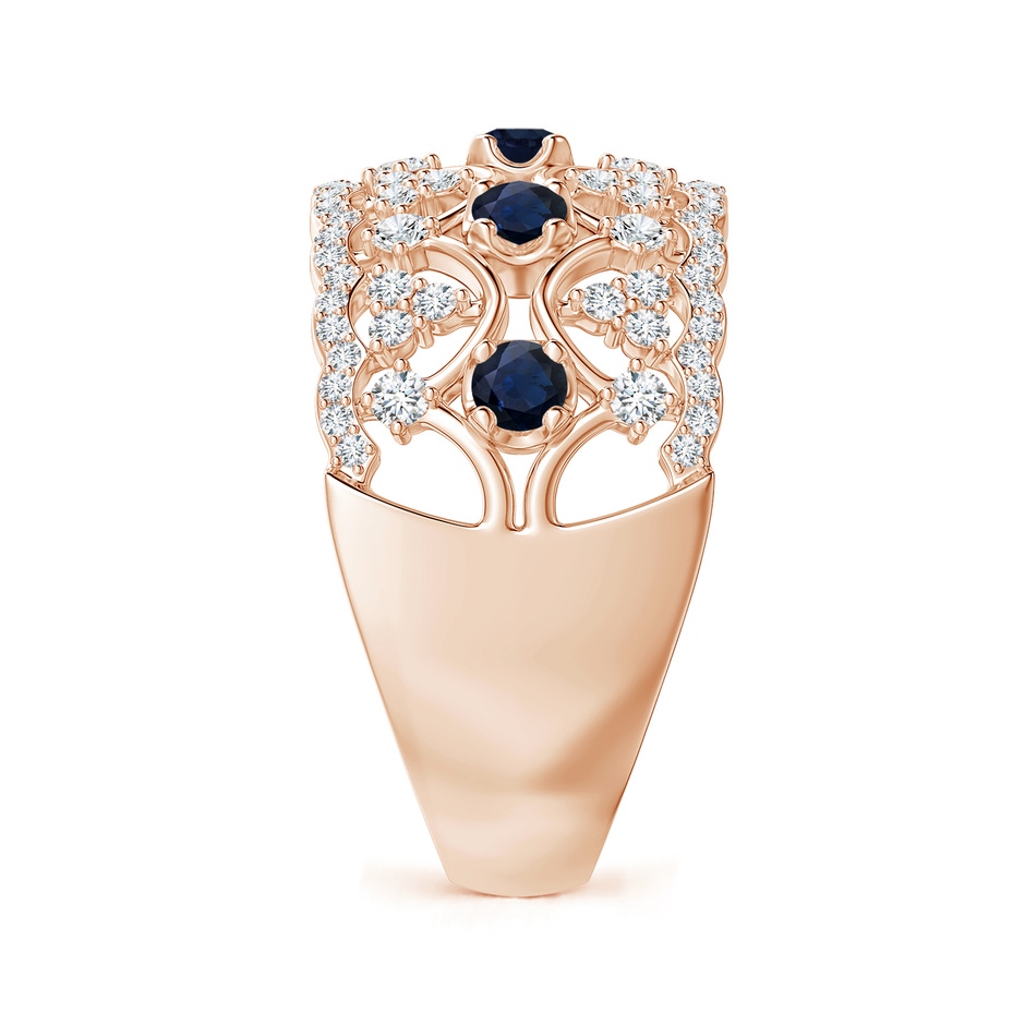 2.6mm A Art Deco Inspired Sapphire Broad Filigree Ring in Rose Gold side 2