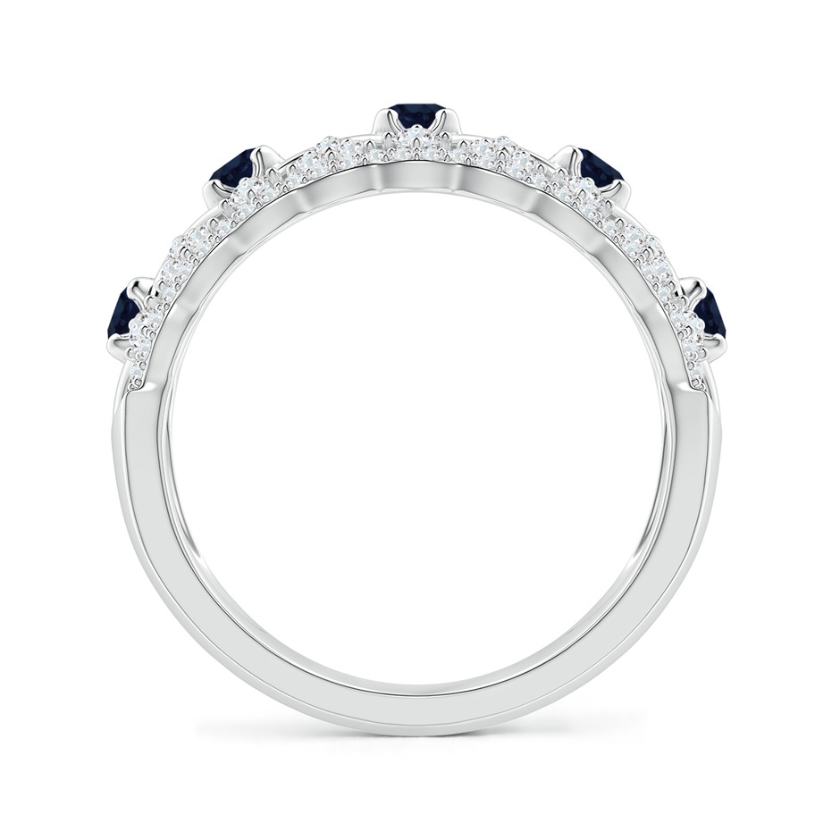 2.6mm A Art Deco Inspired Sapphire Broad Filigree Ring in White Gold side 1
