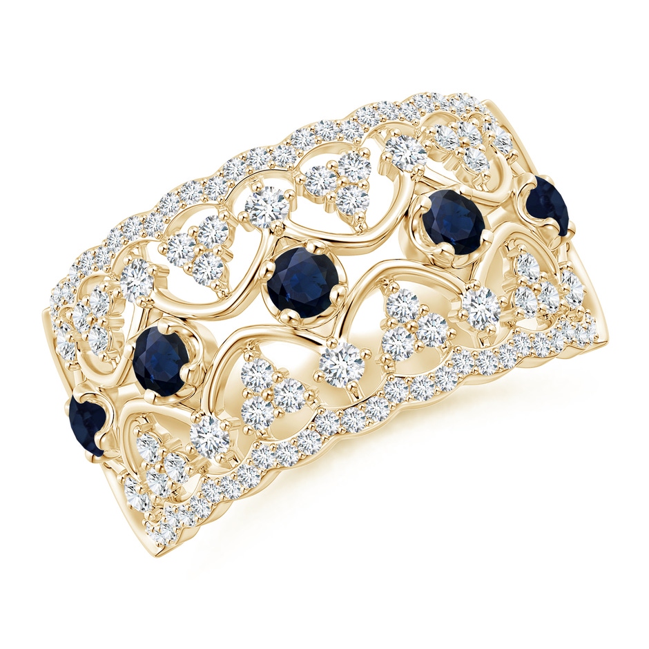 2.6mm A Art Deco Inspired Sapphire Broad Filigree Ring in Yellow Gold 