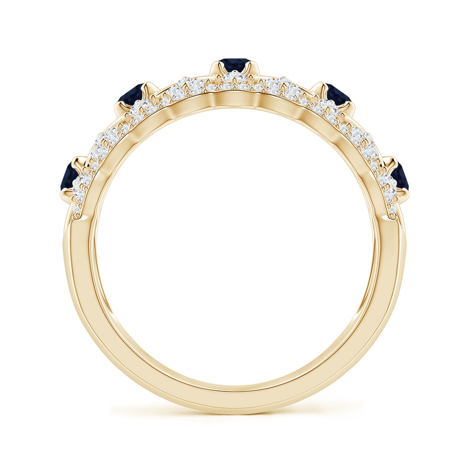 2.6mm A Art Deco Inspired Sapphire Broad Filigree Ring in Yellow Gold side 1