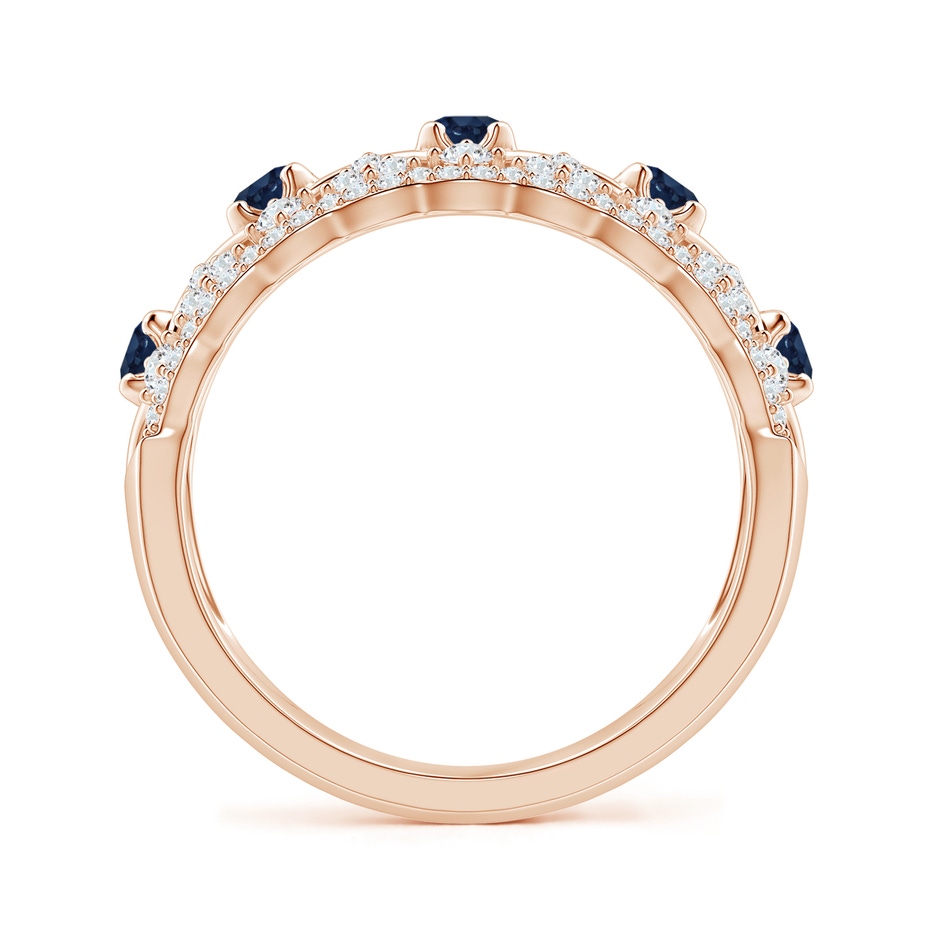 2.6mm AA Art Deco Inspired Sapphire Broad Filigree Ring in Rose Gold side 1