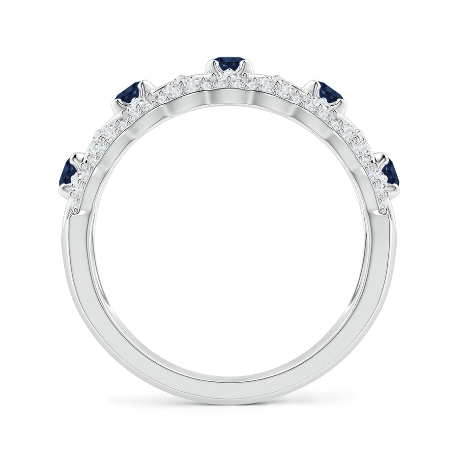 2.6mm AA Art Deco Inspired Sapphire Broad Filigree Ring in White Gold side 1