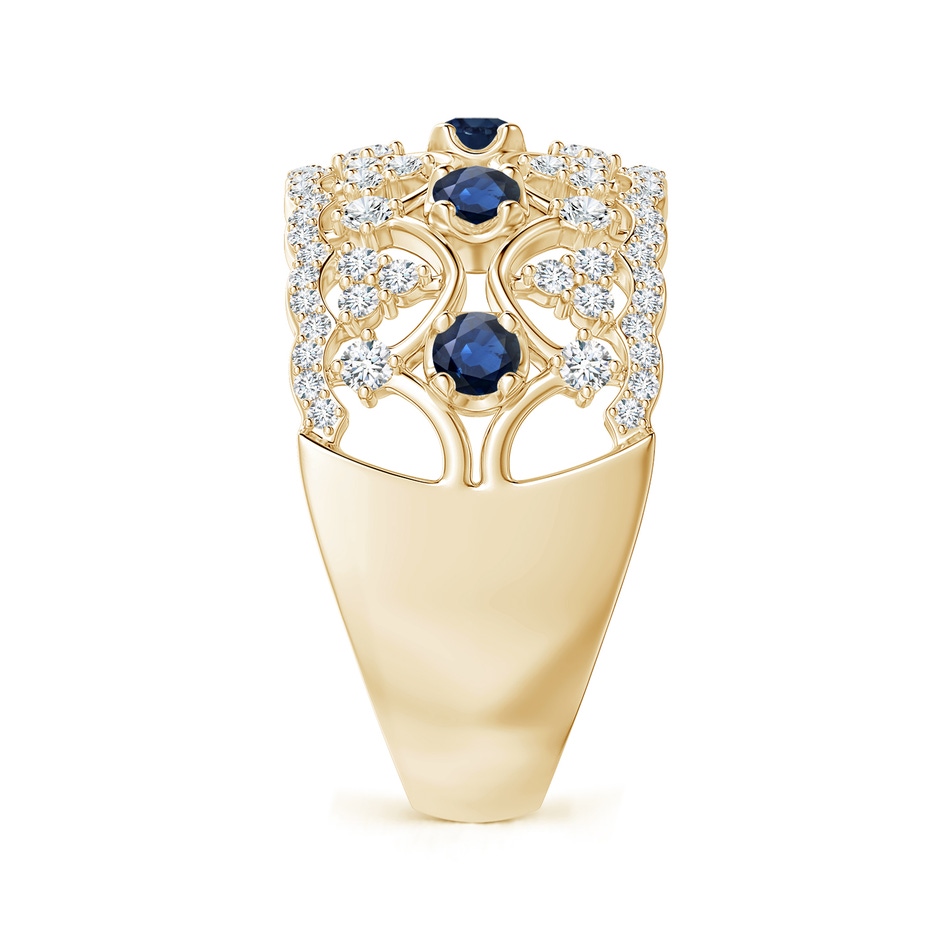 2.6mm AA Art Deco Inspired Sapphire Broad Filigree Ring in Yellow Gold side 2