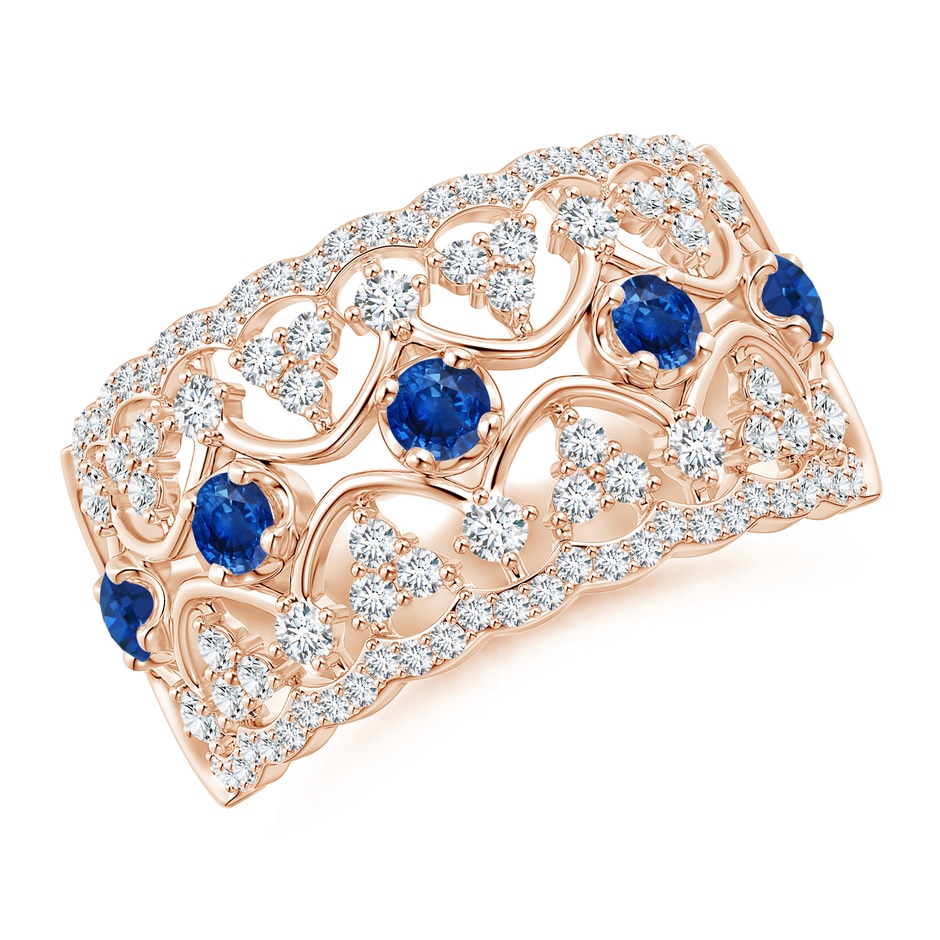 2.6mm AAA Art Deco Inspired Sapphire Broad Filigree Ring in Rose Gold 