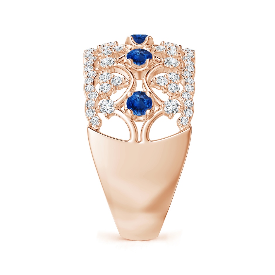 2.6mm AAA Art Deco Inspired Sapphire Broad Filigree Ring in Rose Gold side 2