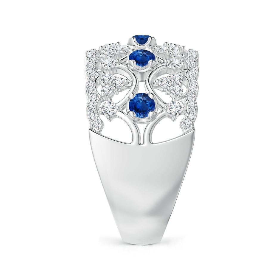 2.6mm AAA Art Deco Inspired Sapphire Broad Filigree Ring in White Gold side 2