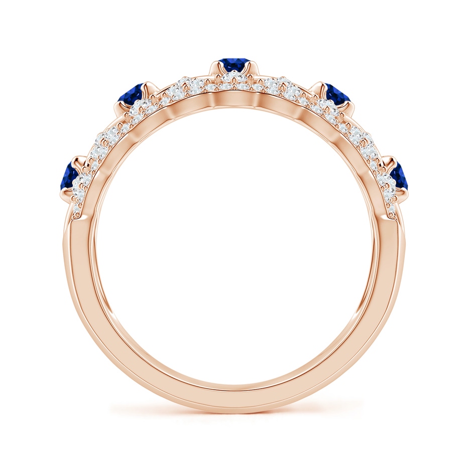 2.6mm AAAA Art Deco Inspired Sapphire Broad Filigree Ring in Rose Gold side 1