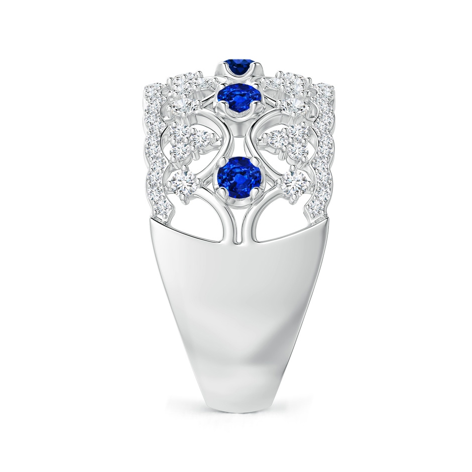 2.6mm AAAA Art Deco Inspired Sapphire Broad Filigree Ring in White Gold side 2