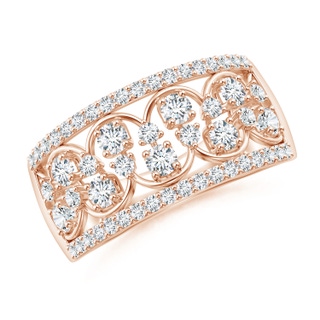 2.3mm GVS2 Art Deco Inspired Diamond Scalloped Metal Anniversary Ring in Rose Gold