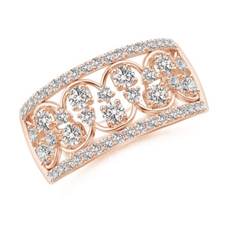 2.3mm IJI1I2 Art Deco Inspired Diamond Scalloped Metal Anniversary Ring in Rose Gold