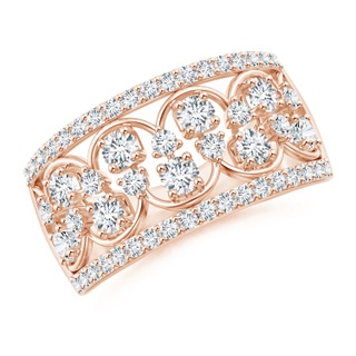 2.6mm GVS2 Art Deco Inspired Diamond Scalloped Metal Anniversary Ring in Rose Gold