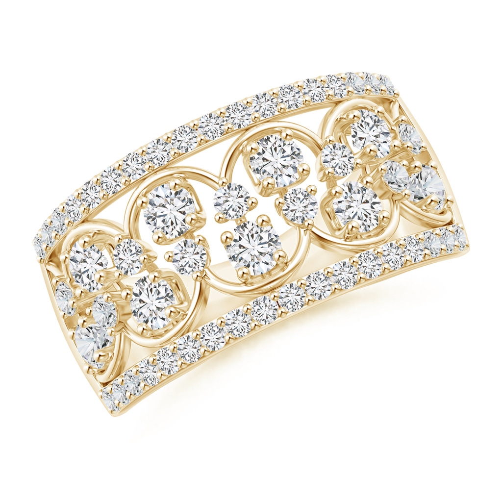 2.6mm HSI2 Art Deco Inspired Diamond Scalloped Metal Anniversary Ring in Yellow Gold