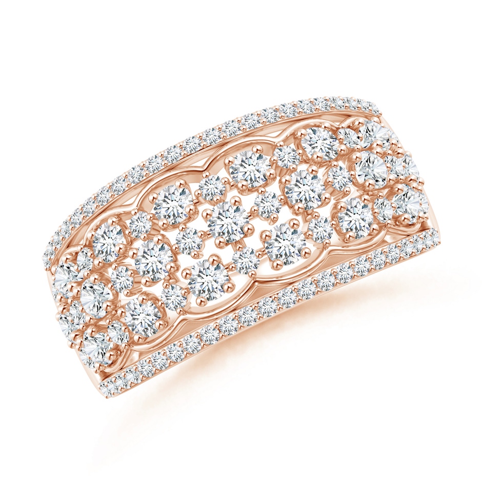 1.95mm GVS2 Edwardian Style Diamond Lace Pattern Broad Anniversary Ring in Rose Gold 