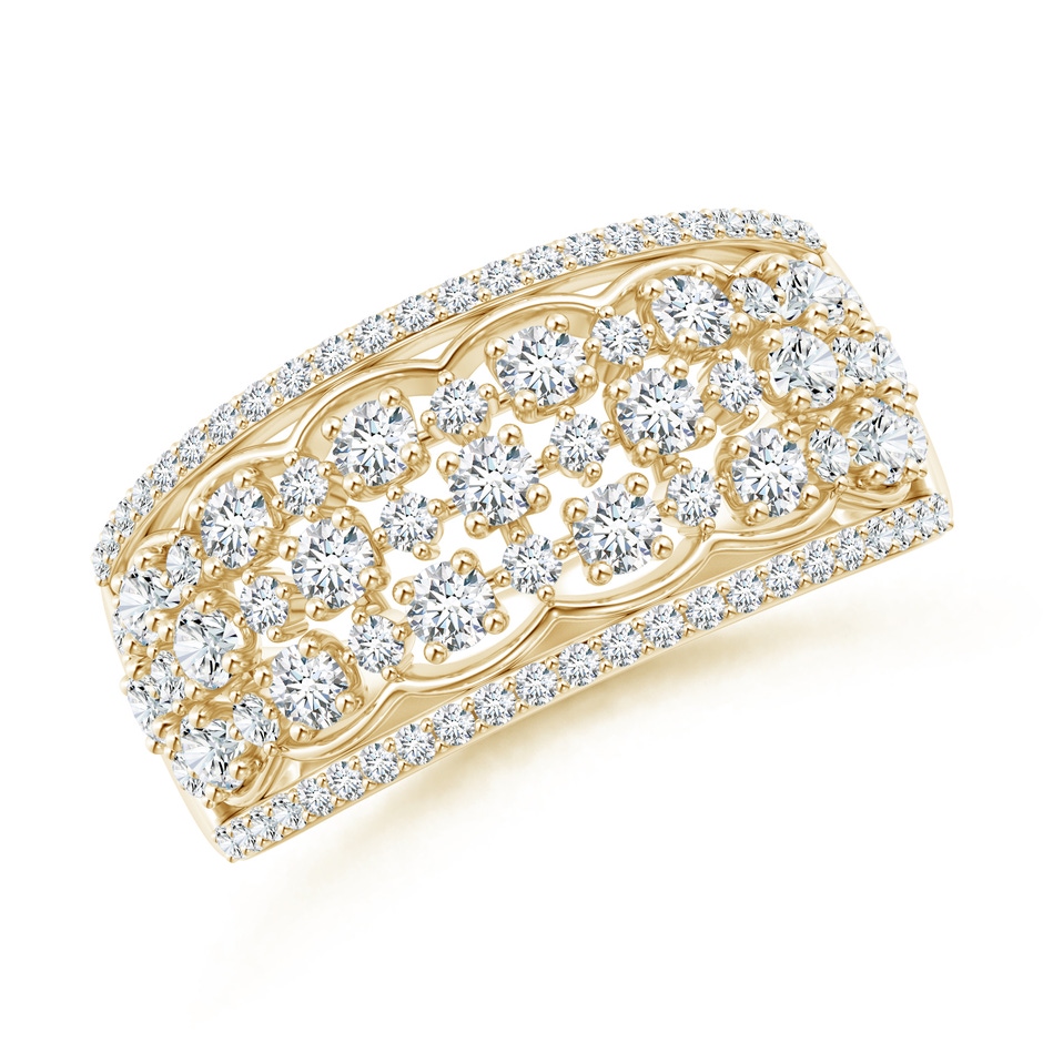 1.95mm GVS2 Edwardian Style Diamond Lace Pattern Broad Anniversary Ring in Yellow Gold 