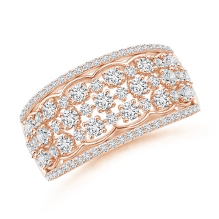 1.95mm HSI2 Edwardian Style Diamond Lace Pattern Broad Anniversary Ring in Rose Gold