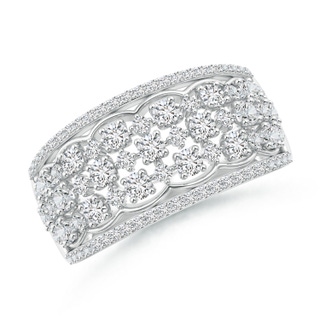 1.95mm HSI2 Edwardian Style Diamond Lace Pattern Broad Anniversary Ring in White Gold