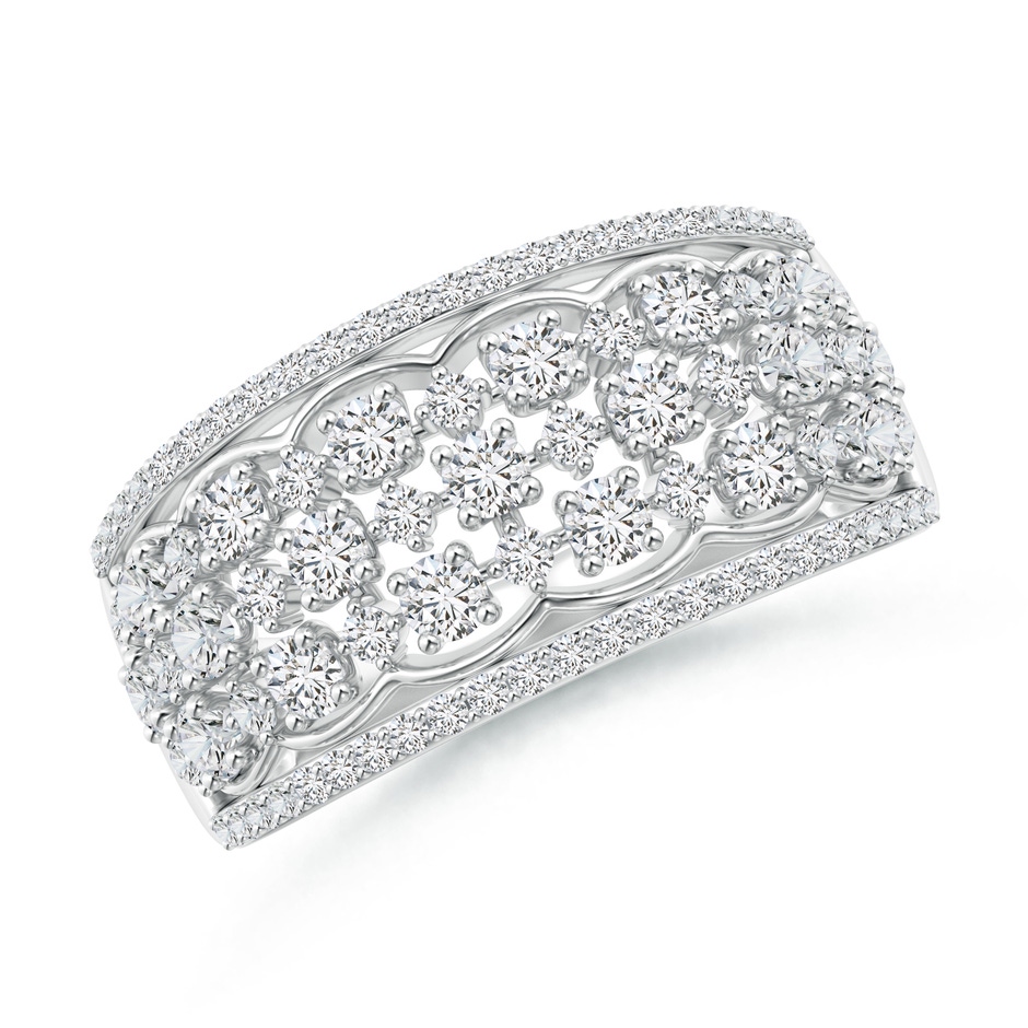 1.95mm HSI2 Edwardian Style Diamond Lace Pattern Broad Anniversary Ring in White Gold 