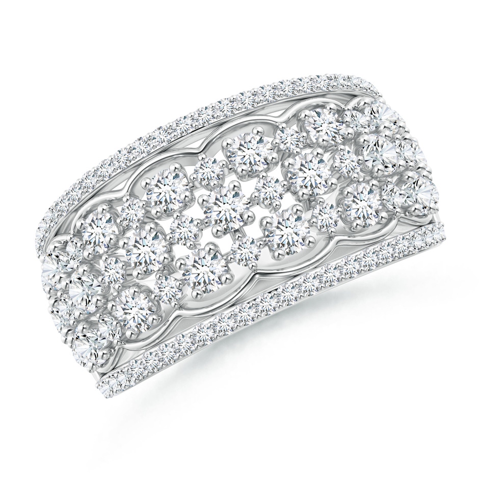2.2mm GVS2 Edwardian Style Diamond Lace Pattern Broad Anniversary Ring in White Gold 