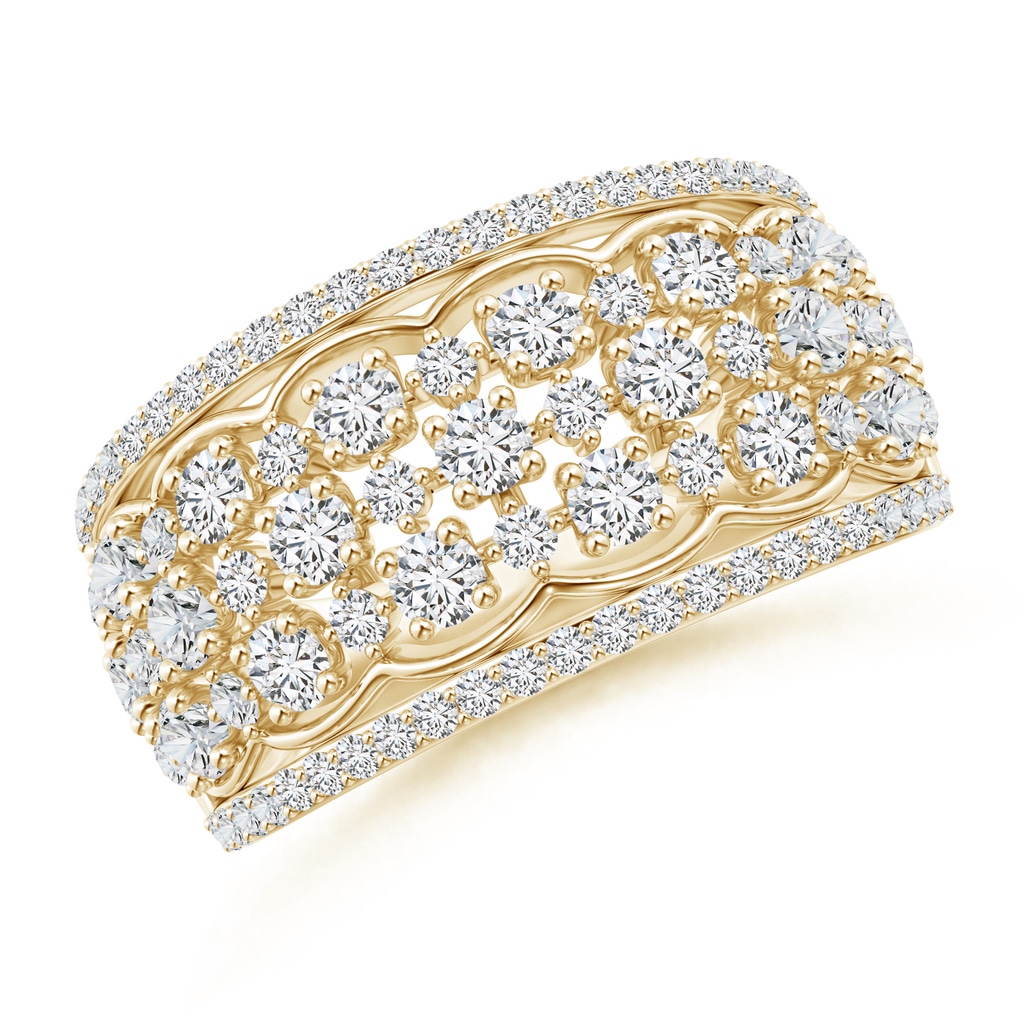 2.2mm HSI2 Edwardian Style Diamond Lace Pattern Broad Anniversary Ring in Yellow Gold