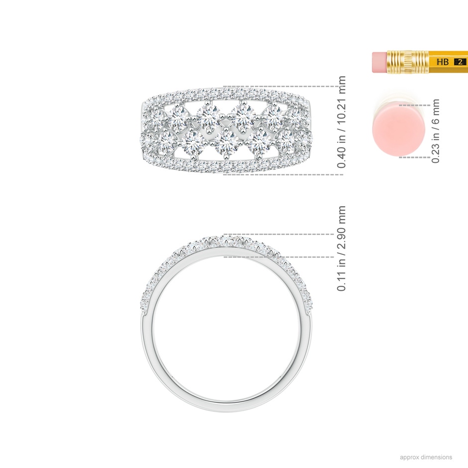 3mm GVS2 Graduating Round Diamond Anniversary Ring in White Gold ruler