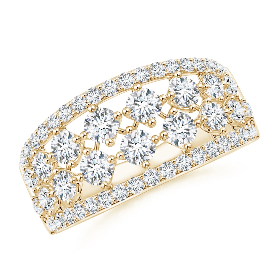 3mm GVS2 Graduating Round Diamond Anniversary Ring in Yellow Gold 