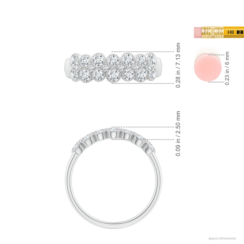 2.5mm GVS2 Round Diamond Bezel-Set Two-Layer Cobblestone Ring in White Gold ruler