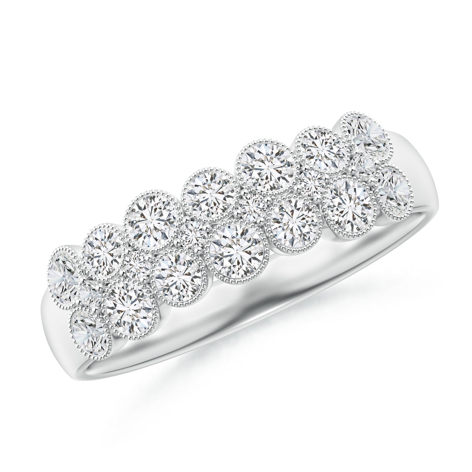 2.5mm HSI2 Round Diamond Bezel-Set Two-Layer Cobblestone Ring in White Gold 