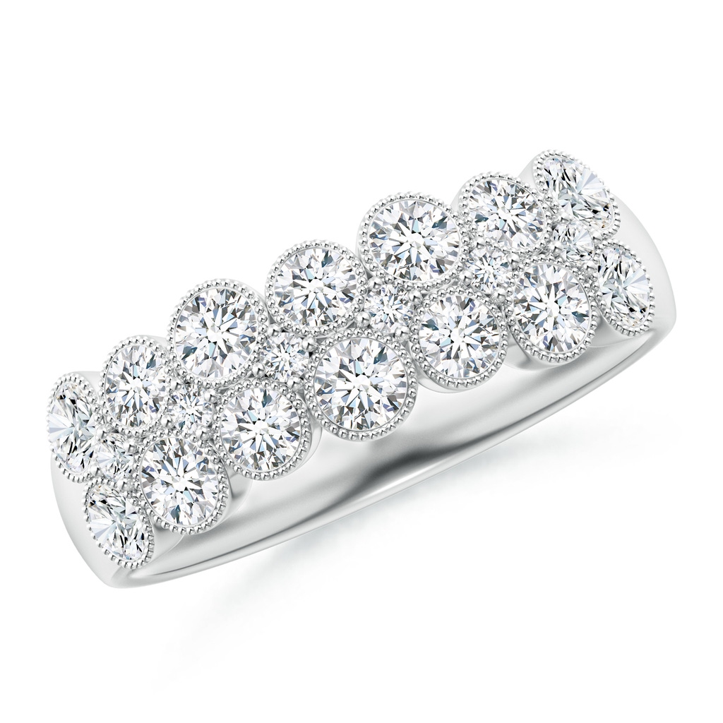 2.8mm GVS2 Round Diamond Bezel-Set Two-Layer Cobblestone Ring in White Gold